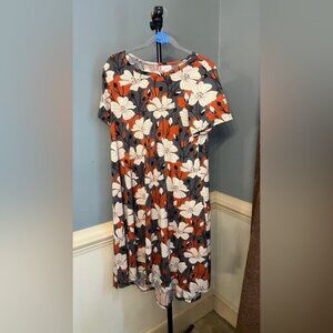 LuLaRoe Maxi Dress with Orange and White Floral Pattern